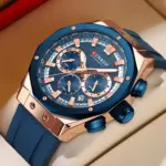 Reloj de pulsera CURREN para hombre, cronómetro deportivo resistente al agua de lujo a la moda, relojes de cuarzo, reloj de pulsera de negocios para hombre con correa de silicona 3