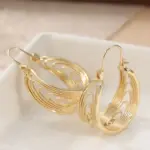 Pendientes Colgantes de Color Dorado para Mujer, con Patrón Hueco Tallado a Mano, Ideales para Fiestas y Uso Diario 6
