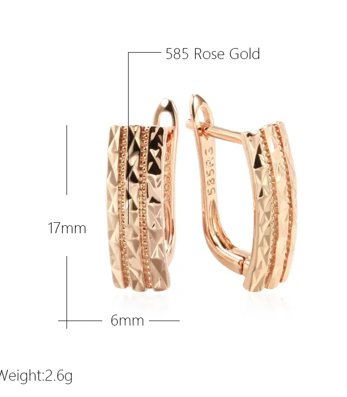 pendientes brillantes huecos creativos inusuales para mujer, moda 585, Color oro rosa, joyería étnica para novia, joyería Vintage fina diaria 2