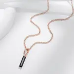 Kinel, collar con colgante de circón Natural negro cuadrado largo para mujer, Color oro rosa 585, joyería fina diaria de alta calidad 5