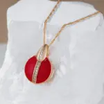 Kinel, moda novedosa, collar con colgante de circón Natural esmaltado rojo para mujer y niña, joyería sencilla de Color oro rosa 585, joyería diaria para fiesta 4