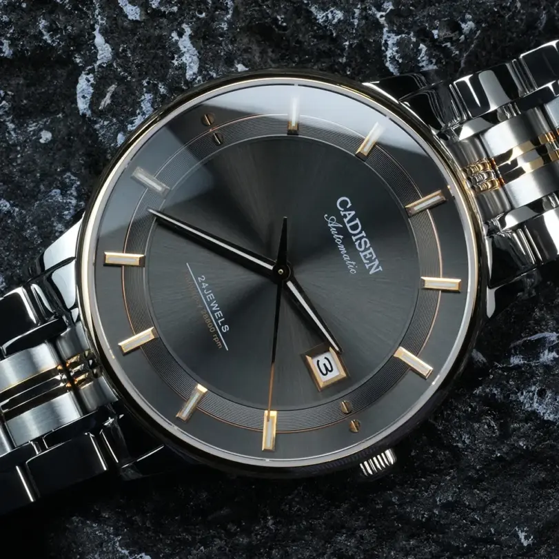 Relojes de Pulsera Mecánicos CADISEN con Movimiento MIYOTA 9015, Reloj Automático Ultrafino, Zafiro, Resistente al Agua, Oro Rosa, Relojes de Negocios 3