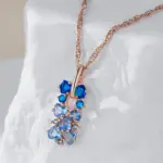 Kinel-collar con colgante de circón Natural azul brillante para mujer, tendencia 585, Color oro rosa, joyería fina para boda, regalo de cristal 3