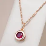 Kinel-collar con colgante de circón Natural rojo brillante para mujer, moda 585, Color oro rosa, joyería étnica para novia, joyería Vintage diaria fina 1