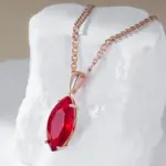 Kinel-collar con colgante de circonita Natural para mujer, rombo brillante, rojo, Color oro rosa 585, joyería fina diaria de alta calidad 4