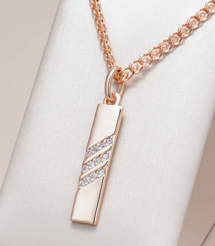 Kinel-collar con colgante de circón Natural marrón ovalado para mujer, moda 585, Color oro rosa, joyería de boda para novia de alta calidad 1