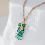 Kinel-collar con colgante de circón Natural verde brillante para mujer, tendencia 585, Color oro rosa, joyería fina para boda, regalo de cristal 3