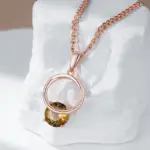 Kinel-collar con colgante de circón Natural marrón brillante para mujer, accesorios de fiesta de Color oro rosa 585, joyería fina diaria 4