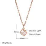 Kinel-collar con colgante cuadrado hueco Simple para mujer, Color oro rosa 585, accesorios de circón Natural, joyería fina diaria 2