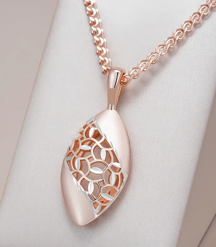 Kinel-collar con colgante nupcial étnico de flor única para mujer, moda 585, mezcla de colores de oro rosa y plata, joyería Bohemia fina diaria 1