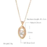 Kinel-Colgante de circón Natural con flores huecas para mujer, collar de Color oro rosa, joyería fina diaria, 585 2