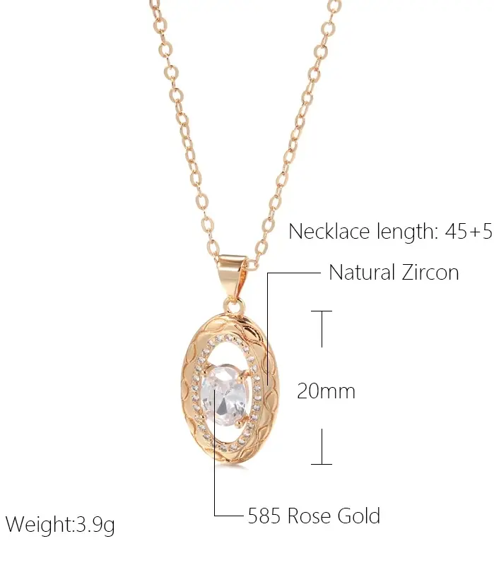 Kinel-Colgante de circón Natural con flores huecas para mujer, collar de Color oro rosa, joyería fina diaria, 585 2
