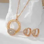 Kinel-collar con colgante grande de circonita Natural brillante para mujer, Color oro rosa 585, accesorios finos diarios, joyería 5