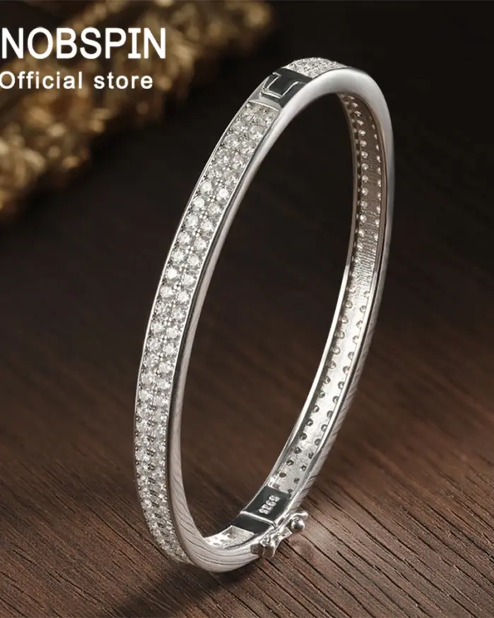 KNOBSPIN D VVS1 Pulseras de moissanita para mujer, con diamantes, elegantes, clásicas, de plata de ley 925, accesorios de joyería 1