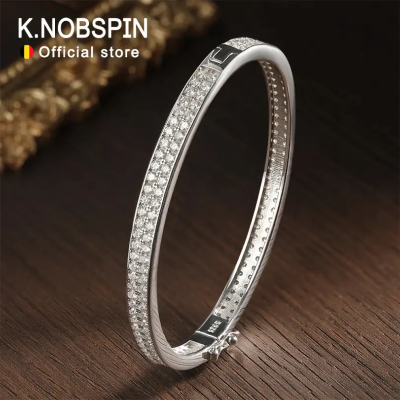 KNOBSPIN D VVS1 Pulseras de moissanita para mujer, con diamantes, elegantes, clásicas, de plata de ley 925, accesorios de joyería 1 KNOBSPIN D VVS1 Pulseras de moissanita para mujer, con diamantes, elegantes, clásicas, de plata de ley 925, accesorios de joyería 1