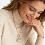 Kinel-collar con colgante de oro rosa 585 de lujo para mujer, joyería de boda nupcial con perlas huecas geométricas únicas, regalo de uso diario 5