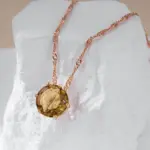 Kinel-collar con colgante de circón Natural para mujer, redondo, marrón claro, Simple, Color oro rosa 585, joyería diaria de alta calidad 3