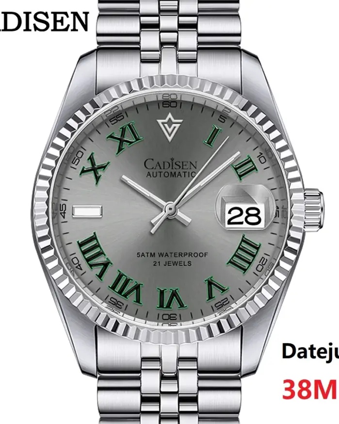 NUEVO Reloj Mecánico Automático para Hombre CADISEN 2027 de 38MM, Reloj de Lujo Resistente al Agua de Acero Inoxidable con Movimiento MIYOTA 8215 1