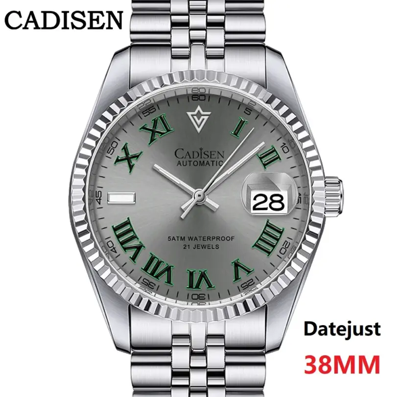 NUEVO Reloj Mecánico Automático para Hombre CADISEN 2027 de 38MM, Reloj de Lujo Resistente al Agua de Acero Inoxidable con Movimiento MIYOTA 8215 1