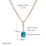 Kinel inusual brillante cuadrado azul colgante de circón Natural collar para mujer de lujo 585 Color oro rosa fiesta joyería fina diaria 2