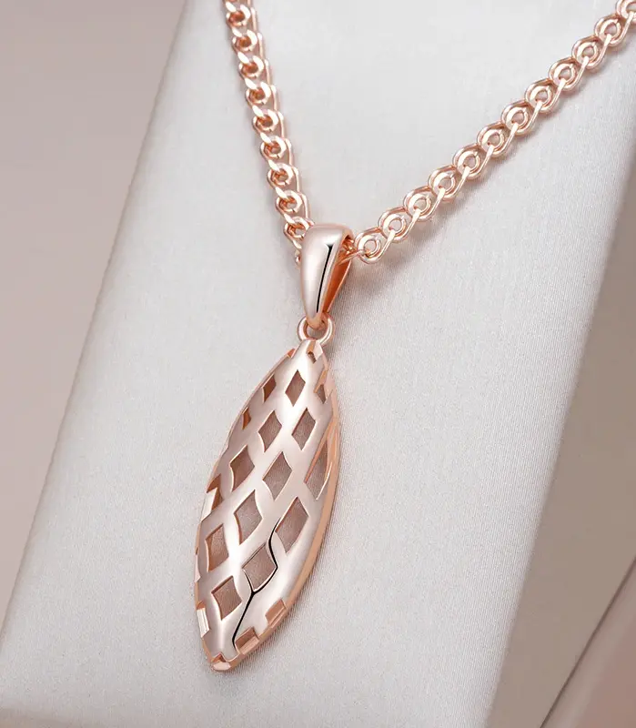 Kinel-collar con colgante brillante Simple para mujer, accesorios de Color oro rosa 585, joyería fina diaria de alta calidad 1