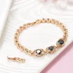 Kinel-pulsera étnica de circón Natural para mujer, brazalete de lujo, oro rosa 585, joyería fina Vintage para boda, novedad de 2021 3