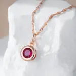 Kinel-collar con colgante de circón Natural rojo brillante para mujer, moda 585, Color oro rosa, joyería étnica para novia, joyería Vintage diaria fina 3