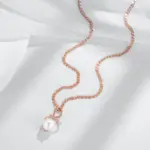 Kinel-collar con colgante de oro rosa 585 de lujo para mujer, joyería de boda nupcial con perlas huecas geométricas únicas, regalo de uso diario 4