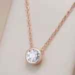 Kinel-collar con colgante de circón Natural para mujer, abalorios redondos simples de Color oro rosa 585, joyería fina diaria de alta calidad 1