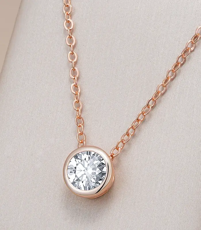 Kinel-collar con colgante de circón Natural para mujer, abalorios redondos simples de Color oro rosa 585, joyería fina diaria de alta calidad 1