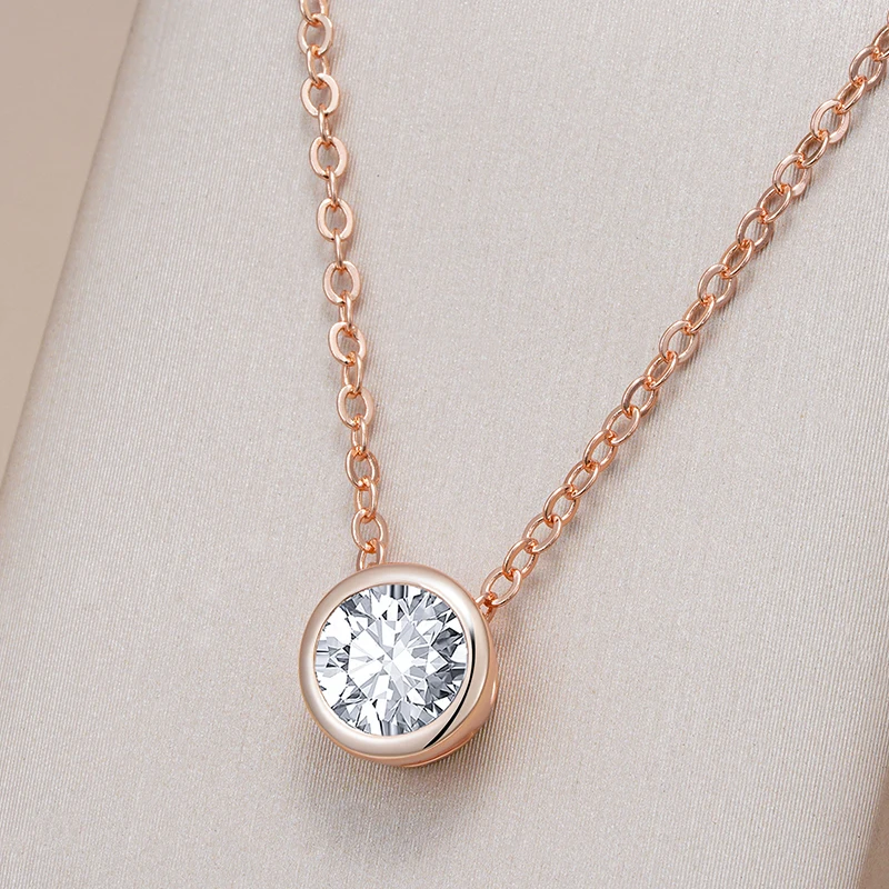 Kinel-collar con colgante de circón Natural para mujer, abalorios redondos simples de Color oro rosa 585, joyería fina diaria de alta calidad 1 Kinel-collar con colgante de circón Natural para mujer, abalorios redondos simples de Color oro rosa 585, joyería fina diaria de alta calidad 1