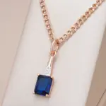 Kinel inusual brillante cuadrado azul colgante de circón Natural collar para mujer de lujo 585 Color oro rosa fiesta joyería fina diaria 1