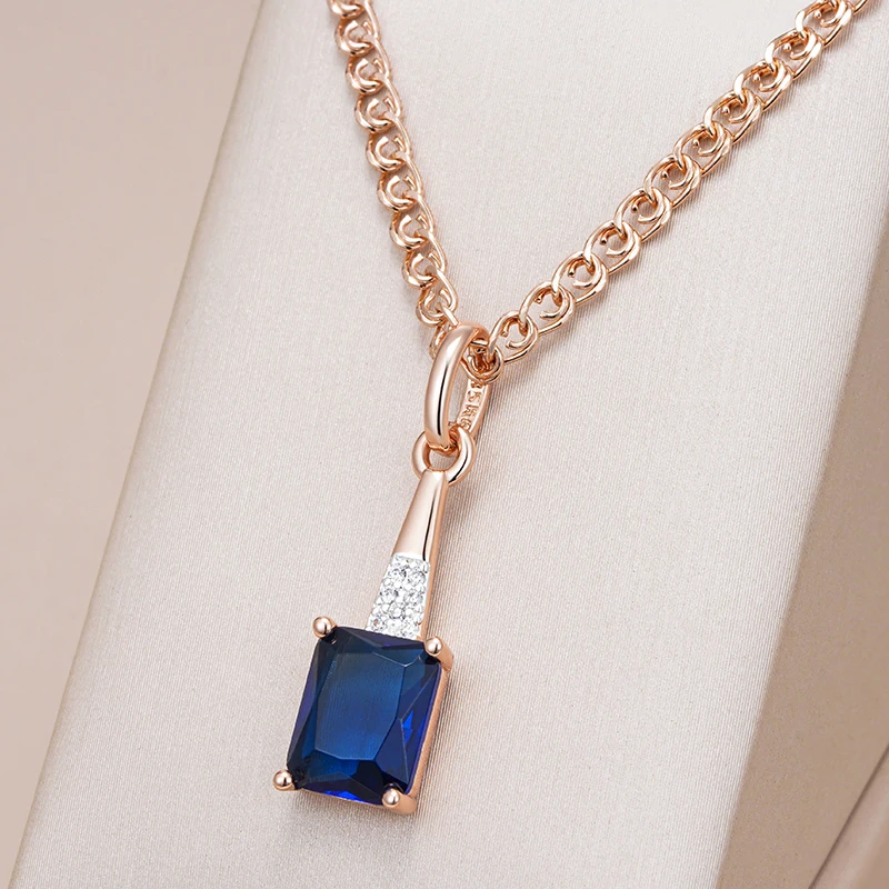 Kinel inusual brillante cuadrado azul colgante de circón Natural collar para mujer de lujo 585 Color oro rosa fiesta joyería fina diaria 1 Kinel inusual brillante cuadrado azul colgante de circón Natural collar para mujer de lujo 585 Color oro rosa fiesta joyería fina diaria 1