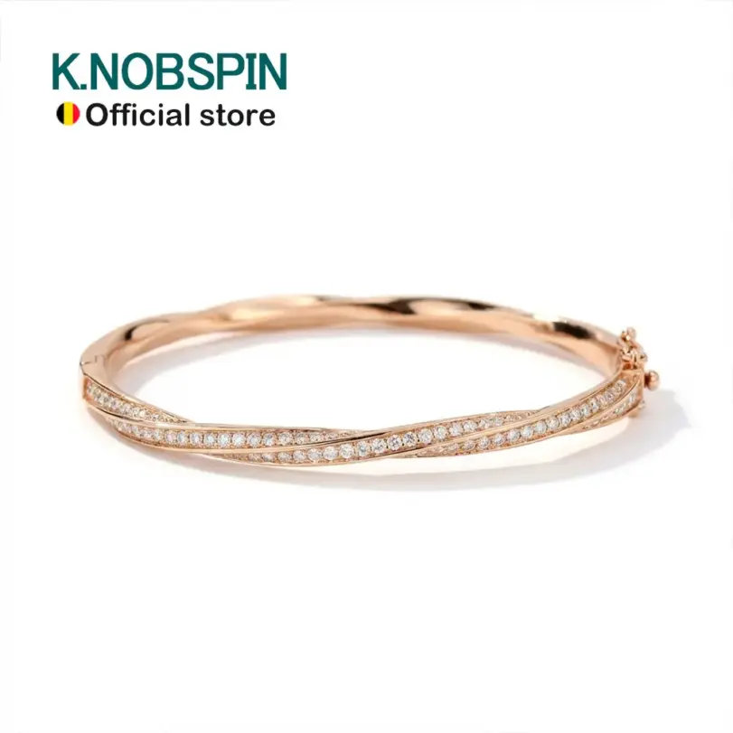 Brazalete de Plata de Ley 925 con Moissanita VVS1 en Espiral, Certificado por GRA, Chapado en Oro de 18K, para Mujer, Ideal para Bodas 1