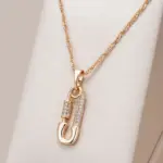 Kienl-collar con colgante en forma de Pin con personalidad para mujer, Color oro rosa 585, colgante de circón Natural, joyería fina para uso diario 1