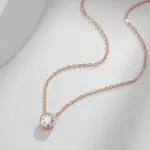 Kinel-collar con colgante de circón Natural para mujer, abalorios redondos simples de Color oro rosa 585, joyería fina diaria de alta calidad 4