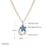 Kinel Trend-collar con colgante de flor de circón Natural azul brillante para mujer, Color oro rosa 585, joyería Vintage fina para uso diario 2