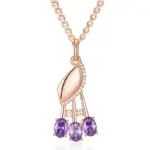 Kinel, collar con colgante de circón Natural púrpura brillante para mujer, moda 585, Color oro rosa, flor de cristal, joyería fina diaria 6