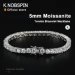 KNOBSPIN-collar de pulsera de tenis de moissanita de 5mm para mujer, de Plata de Ley 925, Diamante de laboratorio D VVS1 con joyería con certificado GRA 1