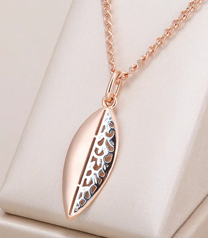 Kinel-collar con colgante grande de flor de Metal brillante para mujer, mezcla de colores de oro rosa y plata 585, joyería Vintage fina para uso diario 1