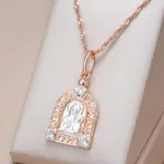Kinel-collar con colgante de la Virgen María de lujo para hombre y mujer, Color oro rosa 585, circonita Natural, abalorio de Jesús, joyería fina diaria, regalos 1