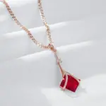 Kinel-collar con colgante largo de circón Natural rojo cuadrado para mujer, Color oro rosa 585, joyería Vintage fina diaria de alta calidad 4