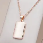 Kinel-collar con colgante brillante para mujer, colgante cuadrado Simple de Color oro rosa 585, joyería fina diaria de alta calidad 1