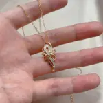 Kinel-collar con colgante de flor de cristal para mujer, Color oro rosa 585, accesorios de circón Natural brillante, joyería fina diaria 4