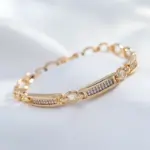 Kinel-pulsera de eslabones cuadrados de oro rosa 585, pulseras finas de lujo con circonita Natural para uso diario, joyería étnica de boda 3