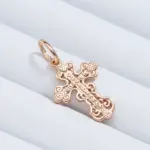 Kinel-collar con colgante de cruz de Color oro rosa 585, lujo, para mujeres y hombres, Iglesia Ortodoxa, Jesús, abalorio brillante, joyería fina diaria 4