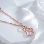 Kinel-collar con colgante grande para mujer, Color oro rosa 585, flores huecas a la moda, accesorios de circón Natural, joyería diaria 5