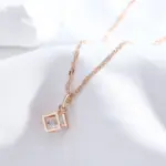 Kinel-collar con colgante cuadrado hueco Simple para mujer, Color oro rosa 585, accesorios de circón Natural, joyería fina diaria 5