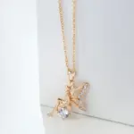 Kinel, collares con colgante de Ángel de tendencia novedosa para mujer, Color oro rosa 585, con colgante de circón Natural brillante, joyería fina diaria 5