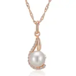 Kinel-collar con colgante de perlas geométricas para mujer, Color oro rosa 585, joyería fina diaria, 2024 6
